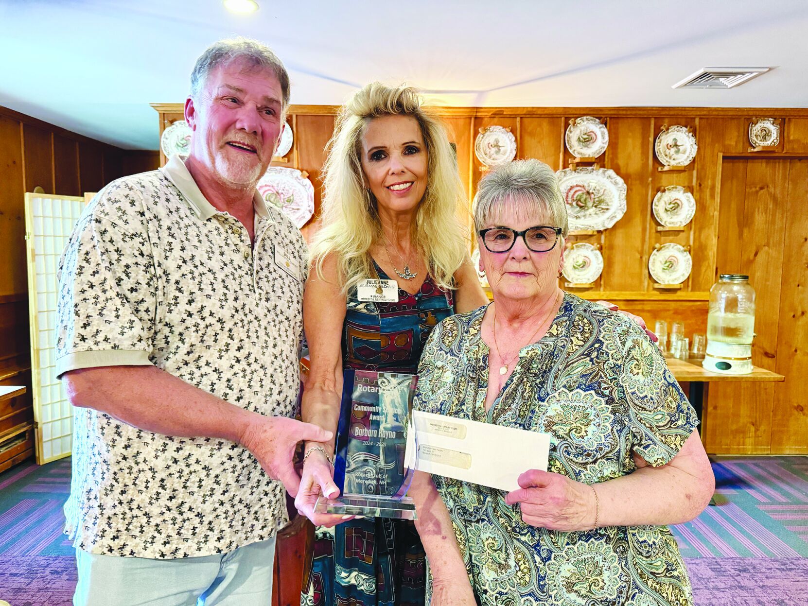 Meredith Rotary Club presents 2025 Community Service Award to Barbara Rayno